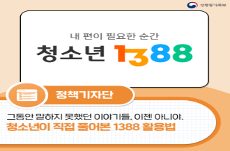 (성평등가족부)내 편이 필요한 순간 청소년 1388ㅣ정책기자단ㅣ그동안 말하지 못했던 이야기들, 이젠 아니야. 청소년이 직접 풀어본 1388 활용